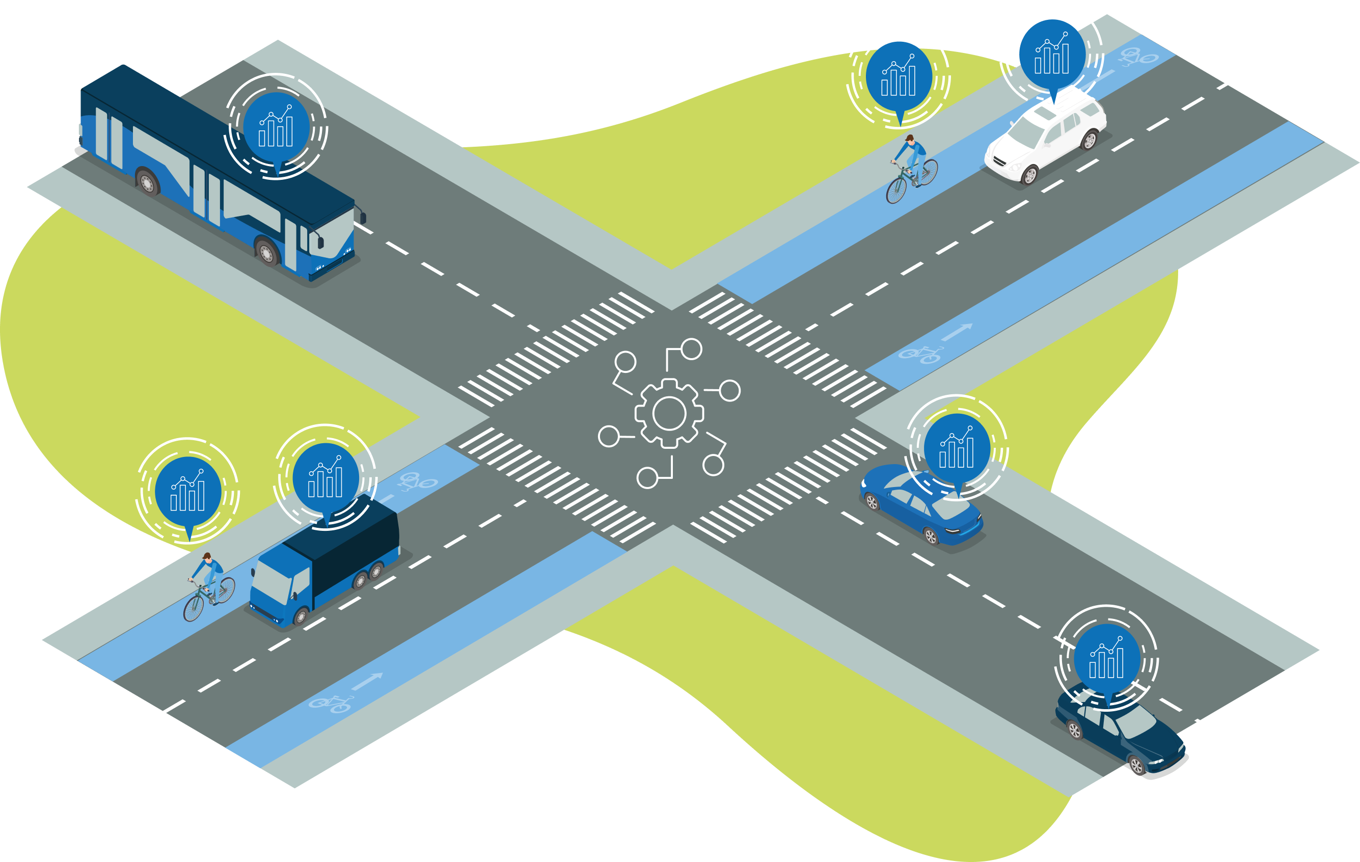 Automatische Verkehrszählung an einer Kreuzung – Illustration