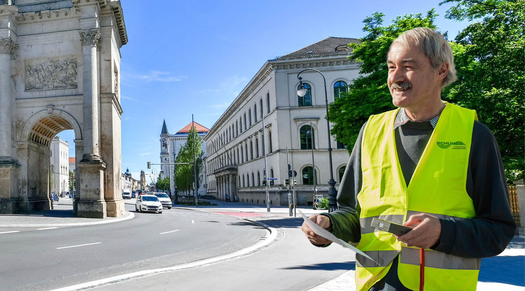 Ingenieur mit Schuh&Co. Handzählgerät hc8